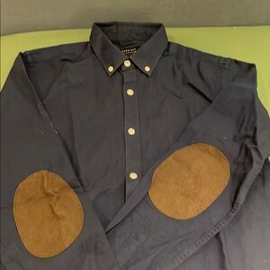Zara Men's blue  Shirt with Brown Elbow Patches